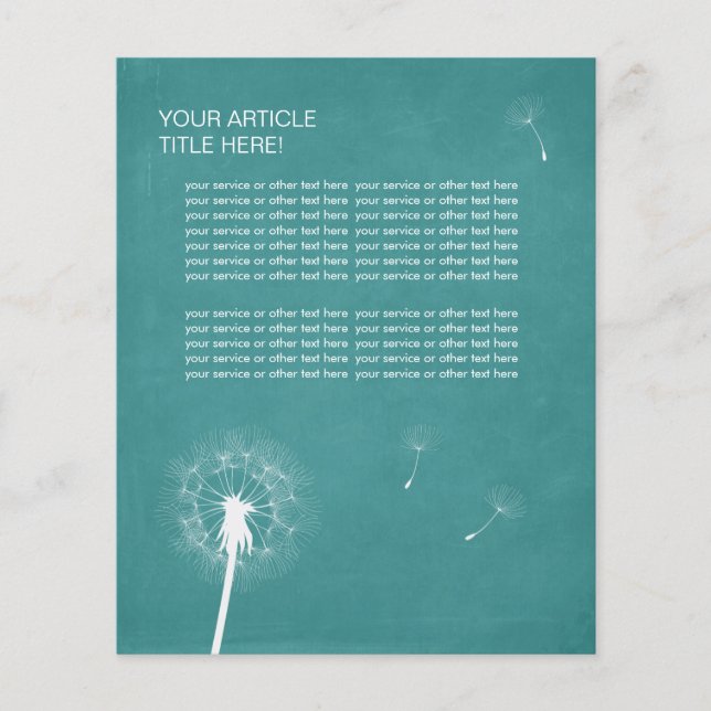 Stylish Teal Green Dandelion Flyers (Front)