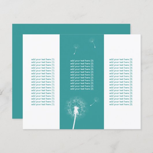Stylish Teal Green Dandelion Tri-Fold Flyers (Front/Back)