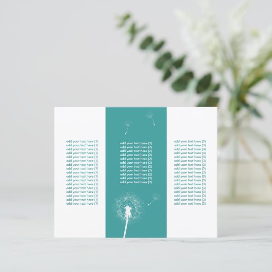Stylish Teal Green Dandelion Tri-Fold Flyers (Standing Front)