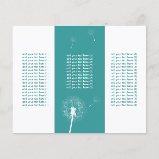 Stylish Teal Green Dandelion Tri-Fold Flyers (Front)