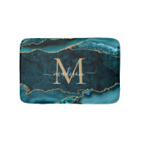 Stylish Teal Green Gold Agate Geode Chic Monogram