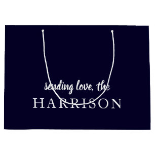 Stylish Teal Modern Minimal Trendy Blue Name Large Gift Bag