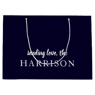 Stylish Teal Modern Minimal Trendy Blue Name  Large Gift Bag