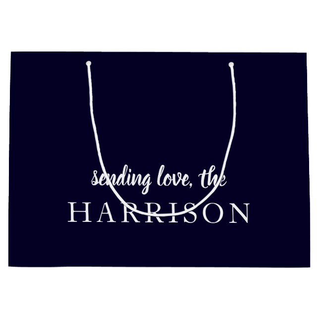 Stylish Teal Modern Minimal Trendy Blue Name  Large Gift Bag (Front)