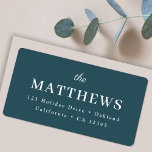 Stylish Teal | Modern Trendy Blue Return Address Label<br><div class="desc">A stylish modern photo holiday return address label with your surname featured in classic typography paired with a handwritten script font in white a gorgeous dark teal green blue color on the reverse. A fun,  minimal design to stand out from the crowd this christmas season!</div>
