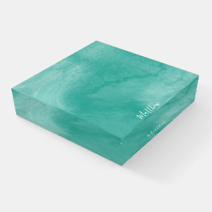 Stylish Teal Print Cheetah Place Paperweight