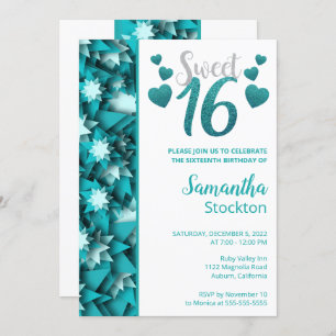 Stylish Teal Sweet 16 Invitation