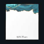 Stylish Teal Velvet Agate Geode Script Typography Notepad<br><div class="desc">Stylish Teal Velvet Agate Geode Script Typography Notepad</div>