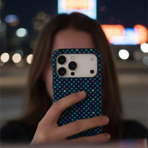 Stylish Teal & Violet Polka Dot Chic Pattern iPhone 17 Pro Max Case