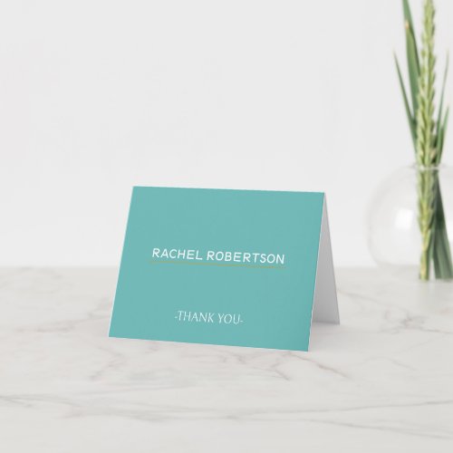 Stylish Teal with Name Thank You Card