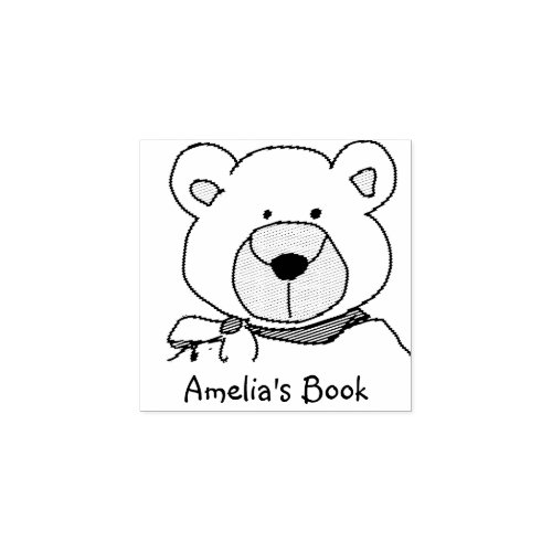 Stylish Teddy Bear Bookplate  Rubber Stamp