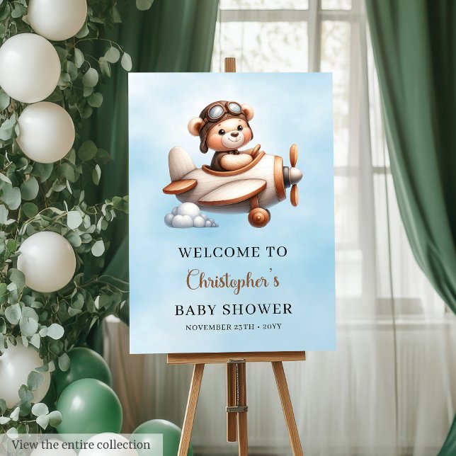  Stylish Teddy Bear Pilot Custom Name Welcome Sign ( Stylish Teddy Bear Pilot Custom Name Welcome Poster)