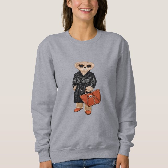 Stylish Teddy in Trench Coat Chic Bear Fashion  Sweatshirt (Front)