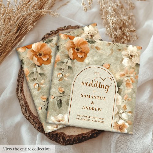 Stylish Terra Cotta Ivory Floral Wedding Napkins