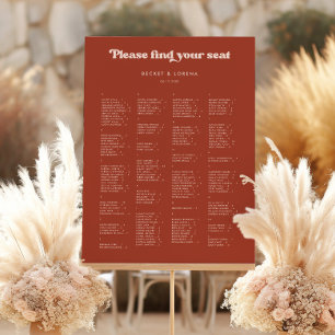 Stylish Terracotta Alphabetical Seating Chart Sign