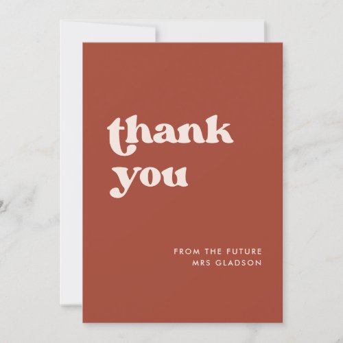 Stylish Terracotta Bridal Shower Thank you card