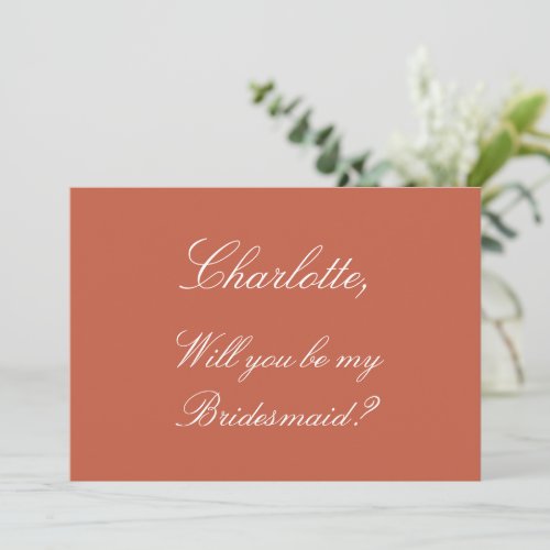 Stylish Terracotta Bridesmaid Proposal Invitation