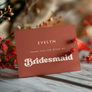 Stylish Terracotta Bridesmaid thank you card
