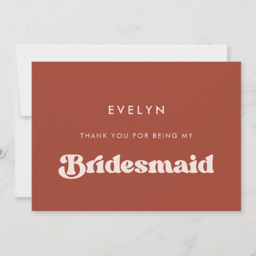 Stylish Terracotta Bridesmaid thank you card