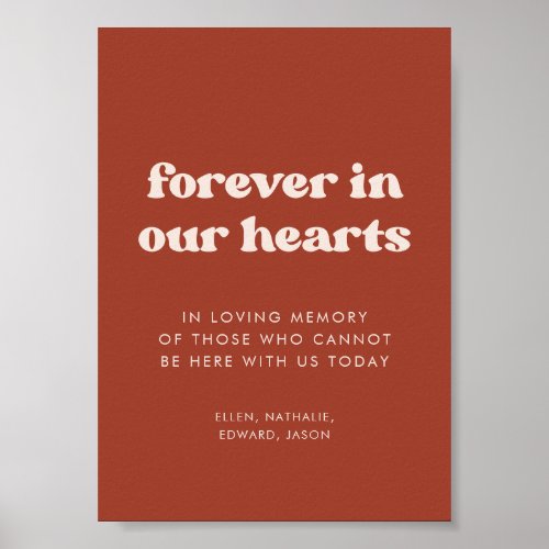 Stylish Terracotta Forever in our hearts sign