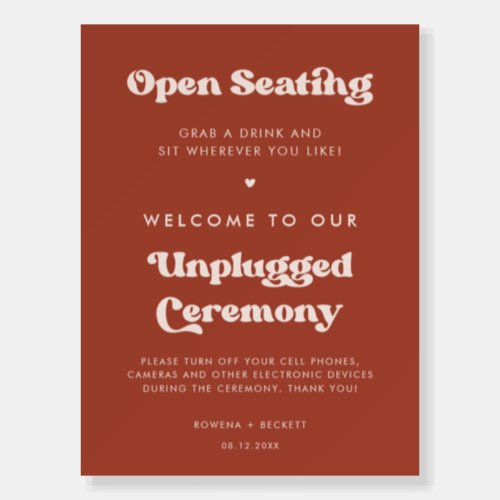 Stylish Terracotta Open seating Unplugged ceremony Foam Board