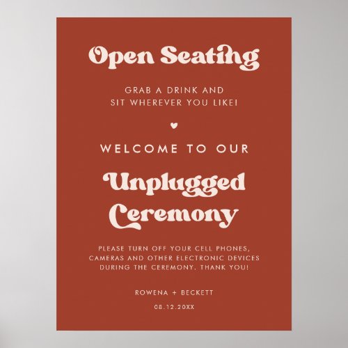 Stylish Terracotta Open seating Unplugged ceremony Poster