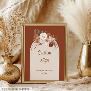 Stylish Terracotta Pampas Sage Boho Arch Custom  Poster