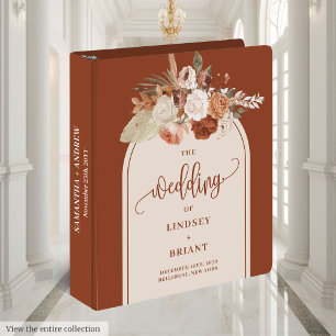 Stylish Terracotta Pampas Sage Boho Floral Wedding 3 Ring Binder