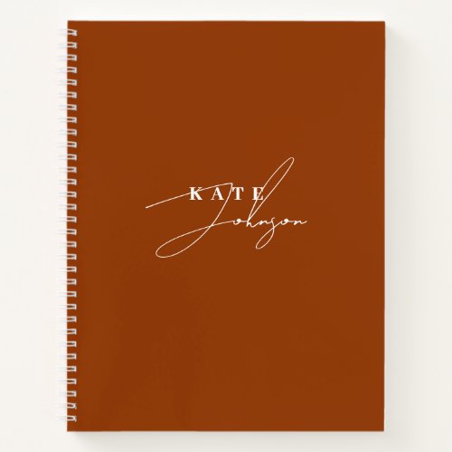 Stylish Terracotta Signature Script Monogram Notebook