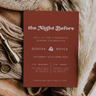 Stylish Terracotta The night before rehearsal Invitation