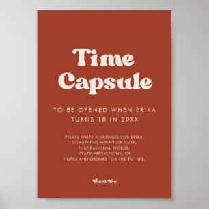 Stylish Terracotta Time capsule 1st Birthday sign