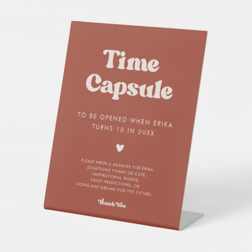 Stylish Terracotta Time capsule 1st Birthday sign