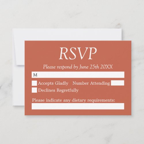 Stylish Terracotta Wedding RSVP Card