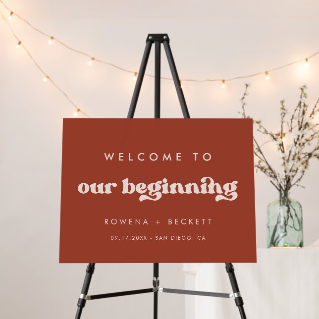 Stylish Terracotta Welcome to our Beginning Sign (In Situ (Stand))