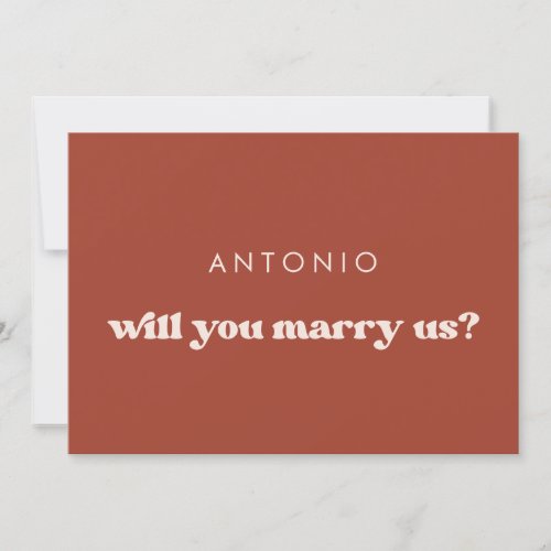 Stylish Terracotta Will you marry us proposal card