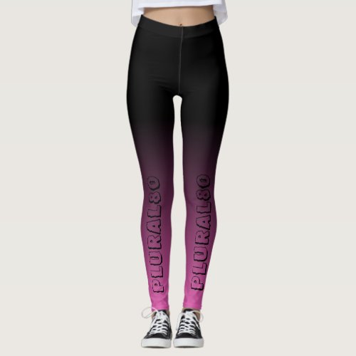 Stylish text gradient black pink workout leggings