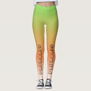 Stylish text gradient green orange workout leggings