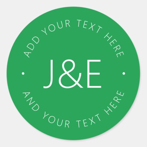 Stylish Text Template  Green  White Classic Round Sticker