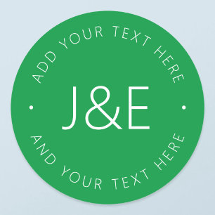Stylish Text Template   Green & White Classic Round Sticker