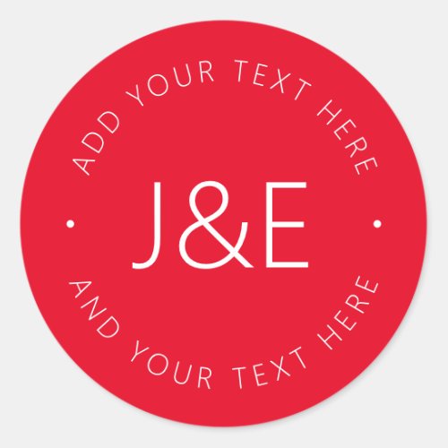 Stylish Text Template  Red  White Classic Round Sticker