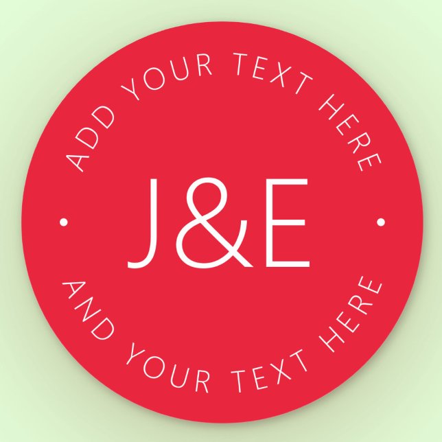 Stylish Text Template | Red & White Classic Round Sticker (Creator Uploaded)