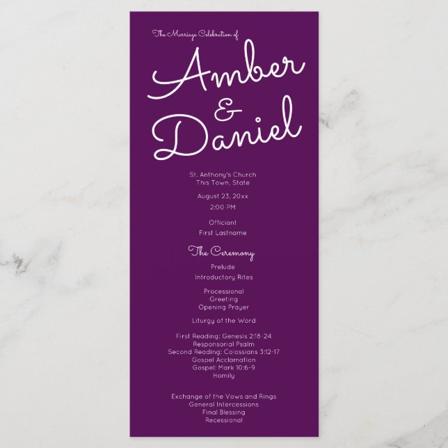 Stylish Text Wedding Program (Front)
