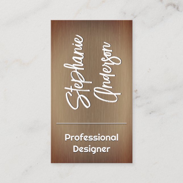 Stylish Texture Metal | Cursive Business Card (Front)