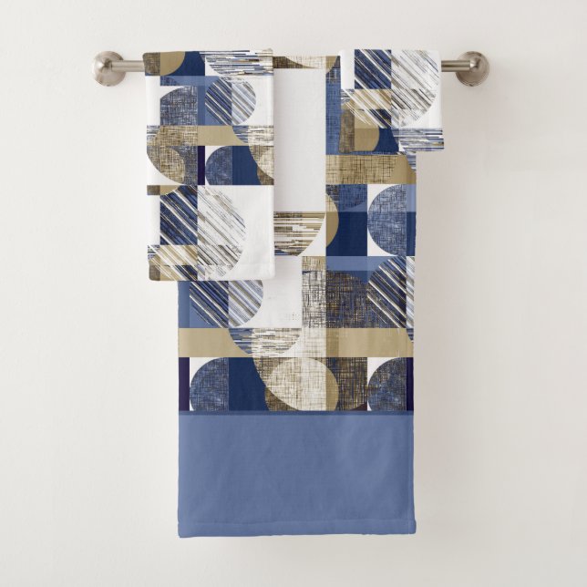 Stylish textured geometric  bath towel set (Insitu)