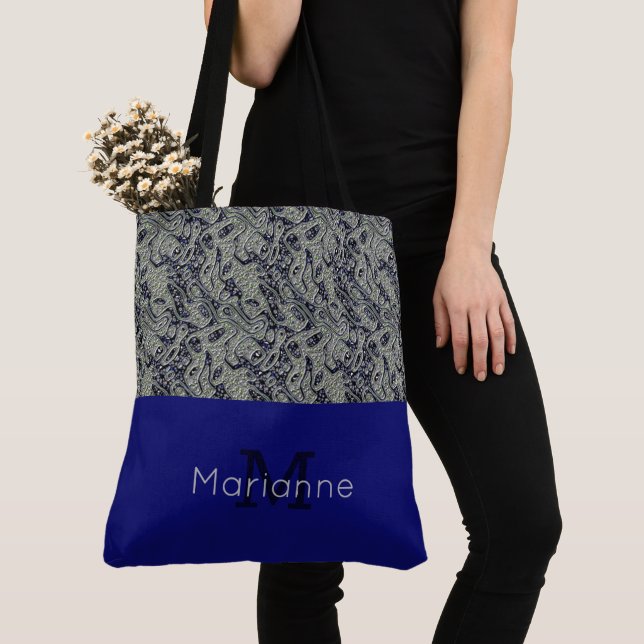 Stylish Textured Monogrammed Tote Bag (Close Up)