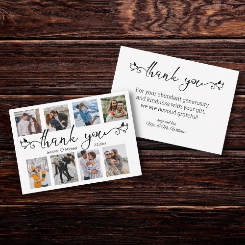 stylish thank you  8 photos collage wedding  note card