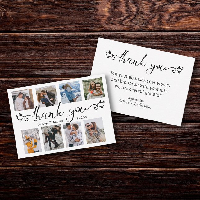 stylish thank you  8 photos collage wedding  note card (Creator Uploaded)