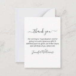 stylish thank you calligraphy photo graduation note card | Zazzle