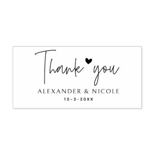 Stylish Thank You Custom Names & Date Rubber Stamp