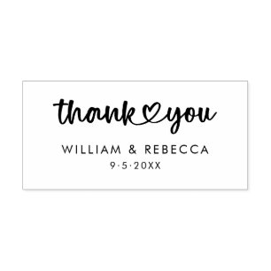 Stylish Thank You Custom Names Date Script Rubber Stamp